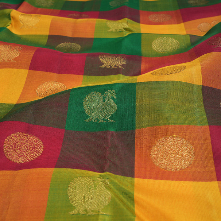 Hayagrivas Multi Color Kanjivaram Silk Saree with Border Less Border BBD532F1-1