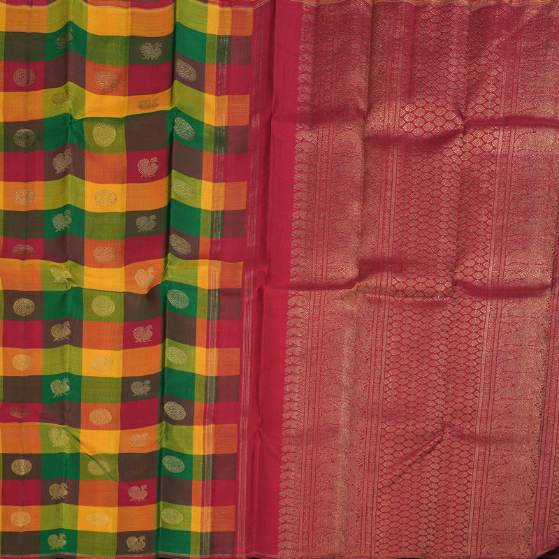 Hayagrivas Multi Color Kanjivaram Silk Saree with Border Less Border BBD532F1-1