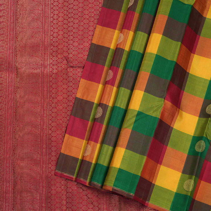 Hayagrivas Multi Color Kanjivaram Silk Saree with Border Less Border BBD532F1-1