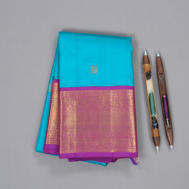 Hayagrivas Rama Green Kanjivaram Silk Saree with Magenta Border BBD533F3-1