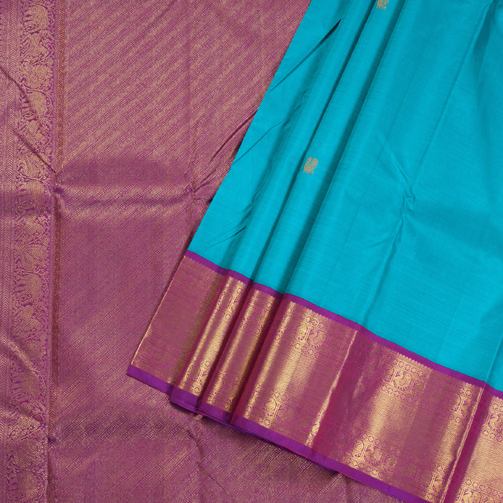 Hayagrivas Rama Green Kanjivaram Silk Saree with Magenta Border BBD533F3-1