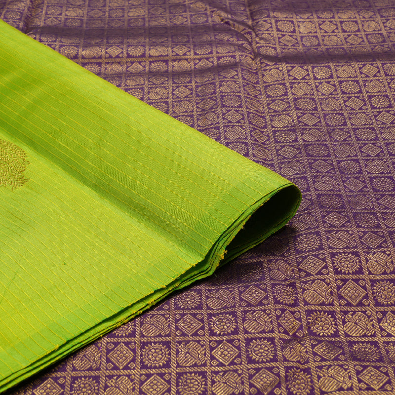 Hayagrivas Fluorescent Green Handloom Kanjivaram Silk Saree with Dark Purple Border BBD534F2-1