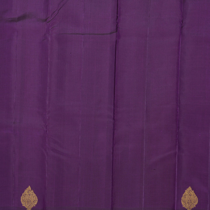 Hayagrivas Fluorescent Green Handloom Kanjivaram Silk Saree with Dark Purple Border BBD534F2-1