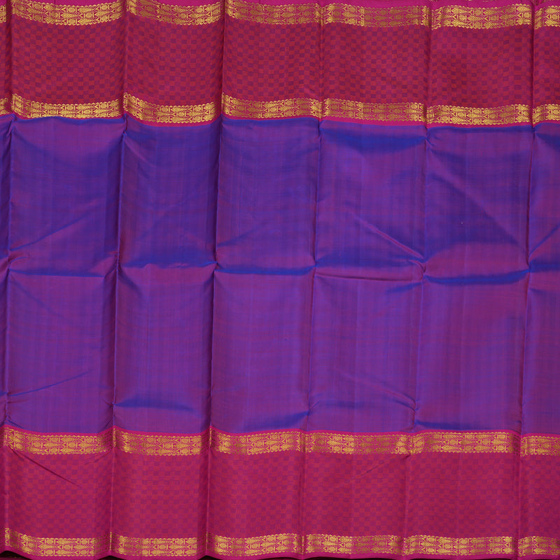 Hayagrivas Handloom Purple Kanjivaram Silk Saree with Rani Pink Border BBD534F3-1