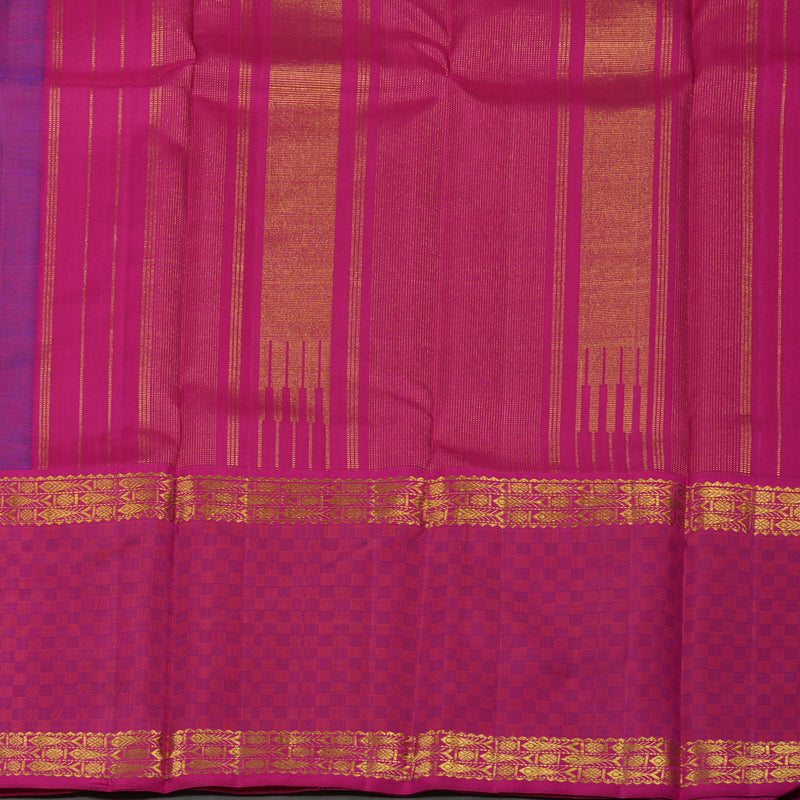 Hayagrivas Handloom Purple Kanjivaram Silk Saree with Rani Pink Border BBD534F3-1