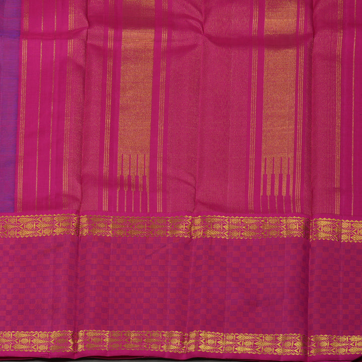 Hayagrivas Handloom Purple Kanjivaram Silk Saree with Rani Pink Border BBD534F3-1