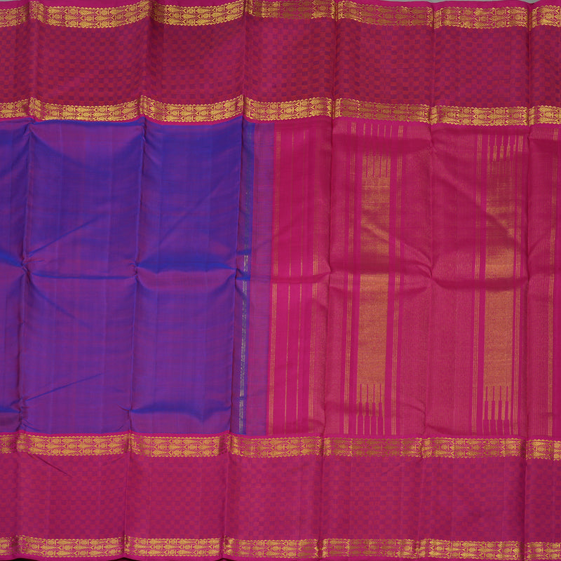 Hayagrivas Handloom Purple Kanjivaram Silk Saree with Rani Pink Border BBD534F3-1