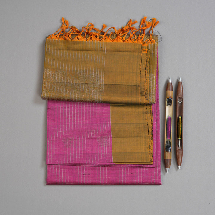 Hayagrivas Royal Purple Handloom Soft Silk Saree with Honey Mustard Border BBD536F1-23