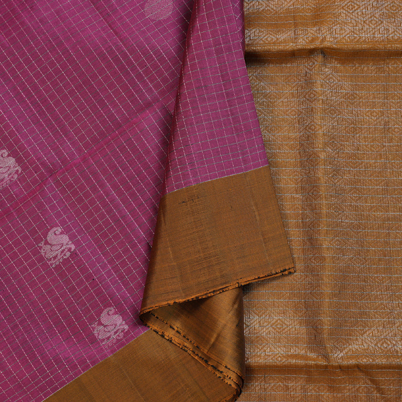 Hayagrivas Royal Purple Handloom Soft Silk Saree with Honey Mustard Border BBD536F1-23