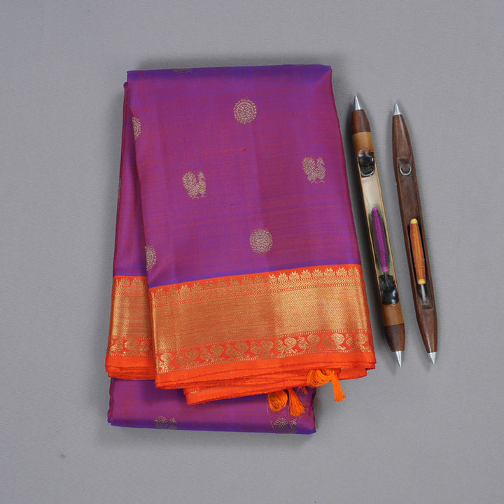 Hayagrivas Magenta Kanjivaram Silk Saree with Orange Border BBD547G1-1