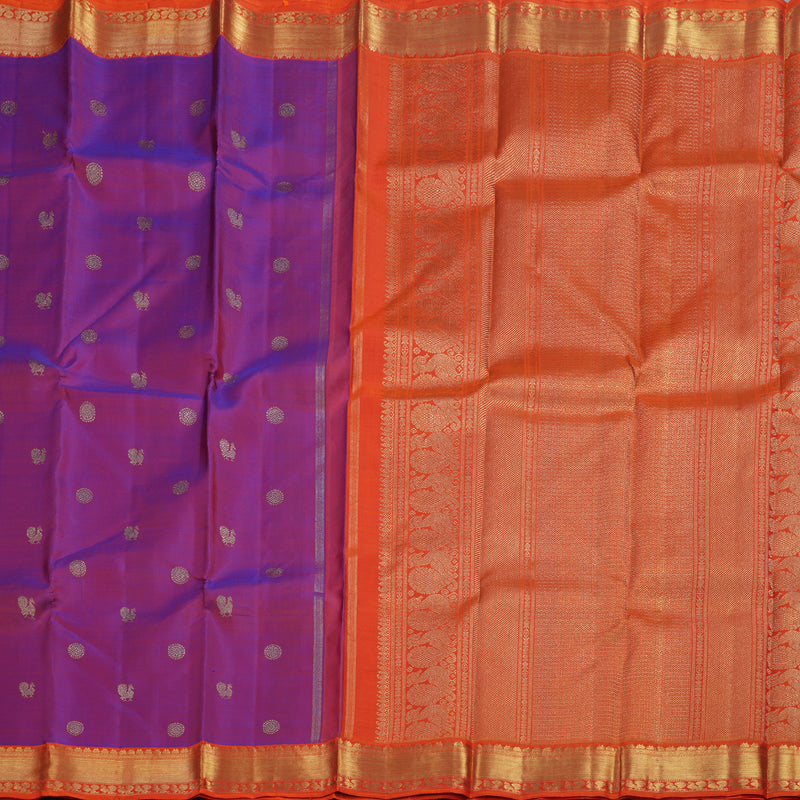 Hayagrivas Magenta Kanjivaram Silk Saree with Orange Border BBD547G1-1