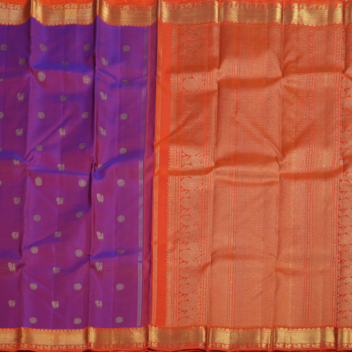 Hayagrivas Magenta Kanjivaram Silk Saree with Orange Border BBD547G1-1