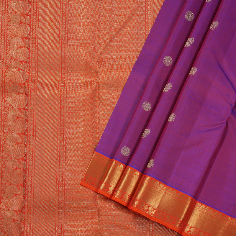 Hayagrivas Magenta Kanjivaram Silk Saree with Orange Border BBD547G1-1