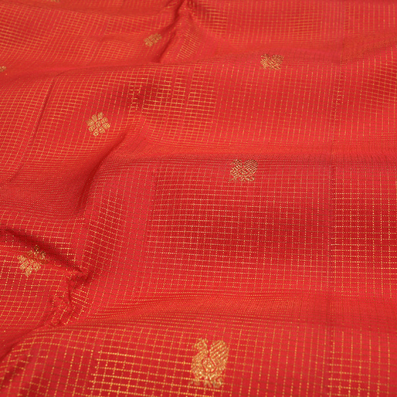 Hayagrivas Red Kanjivaram Silk Saree with Red Border BBD554G1-1