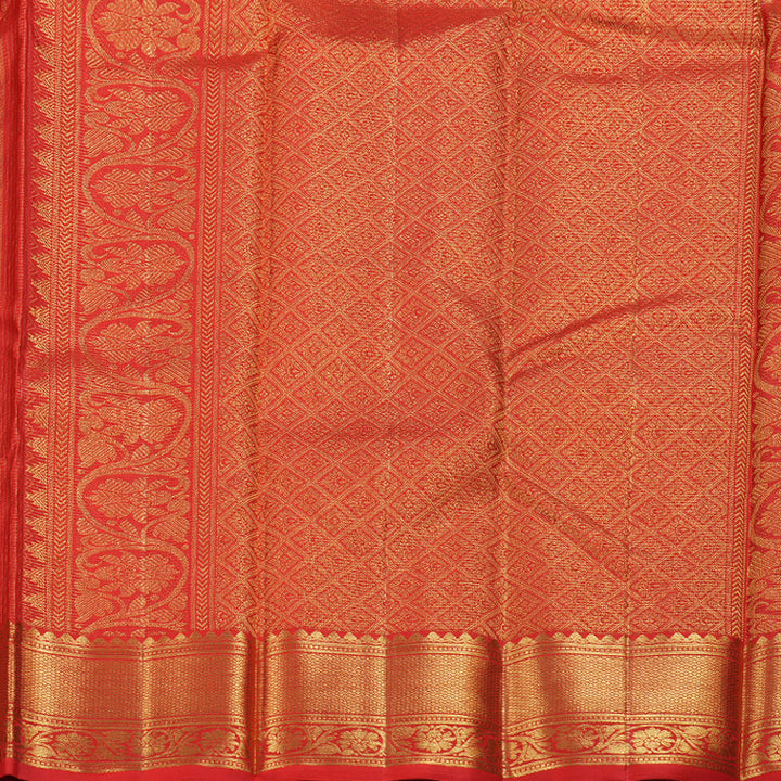 Hayagrivas Red Kanjivaram Silk Saree with Red Border BBD554G1-1