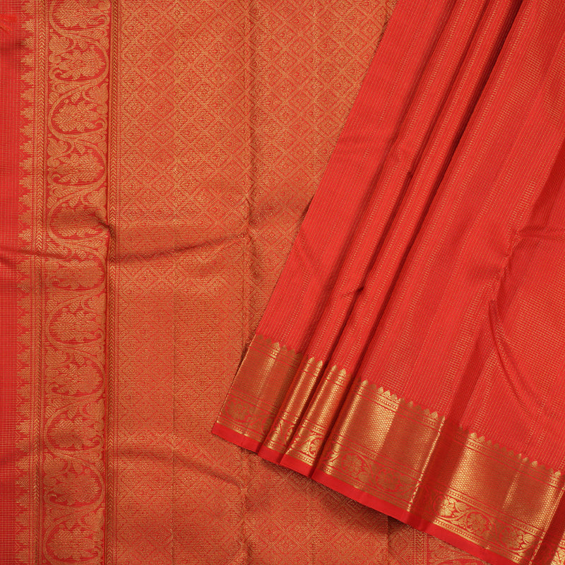 Hayagrivas Red Kanjivaram Silk Saree with Red Border BBD554G1-1