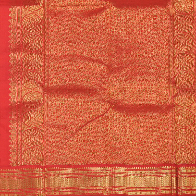 Hayagrivas Half White Handloom Kanjivaram Silk Saree with Ganga Jamuna (Green And Red) Border BBD554G2-1