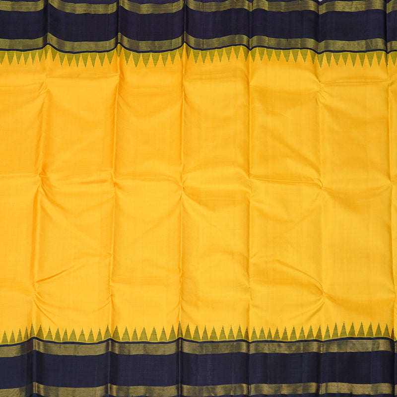 Hayagrivas Yellow Handloom Kanjivaram Silk Saree with Black Border BBD555G2-1