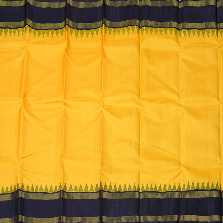 Hayagrivas Yellow Handloom Kanjivaram Silk Saree with Black Border BBD555G2-1