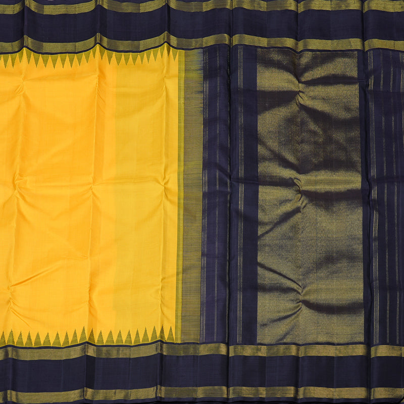 Hayagrivas Yellow Handloom Kanjivaram Silk Saree with Black Border BBD555G2-1