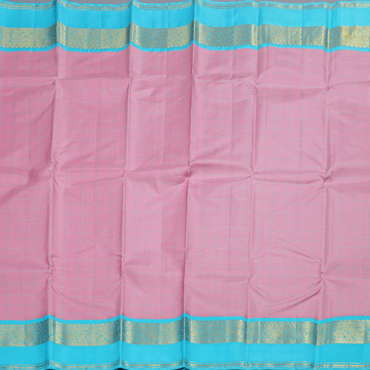 Hayagrivas Handloom Baby Pink Kanjivaram Silk Saree with Sky Blue Border BBD555G3-12