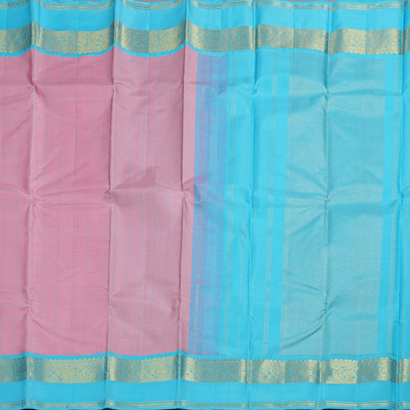 Hayagrivas Handloom Baby Pink Kanjivaram Silk Saree with Sky Blue Border BBD555G3-12