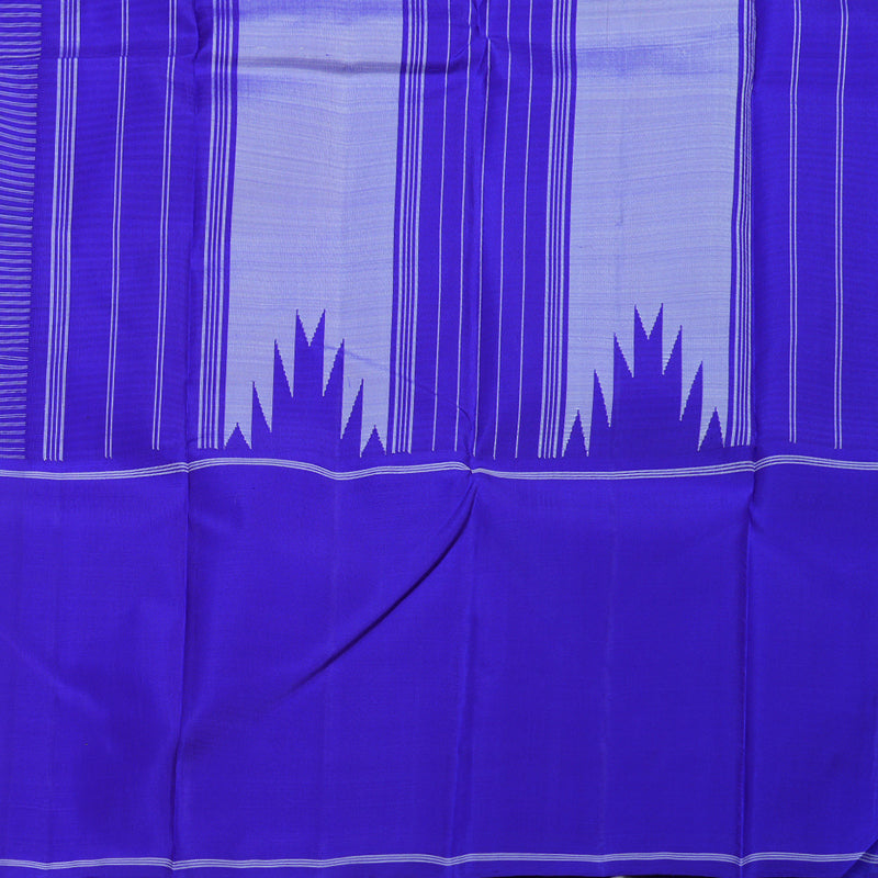 Hayagrivas Blue And White Muted Checks Kanjivaram Silk Saree with Blue Border BBD557G2-2