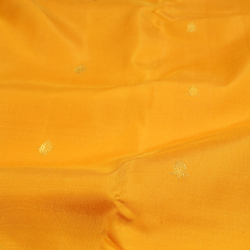 Hayagrivas Mango Yellow Kanjivaram Silk Saree with Elephant, Annam, Pegasus and Chakra Motifs in Border - BBD558G20-1