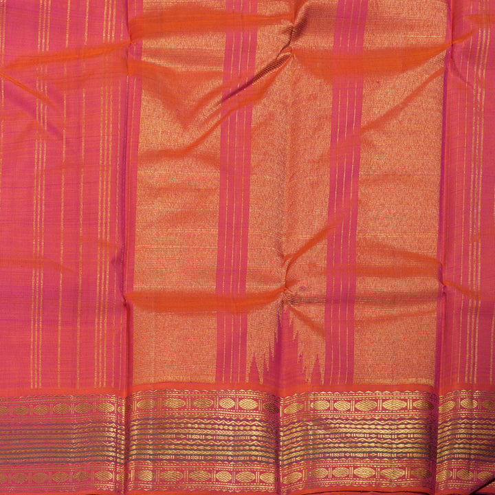 Hayagrivas Purple Kanjivaram Silk Saree with Coral Pink Border BBD558G6-1