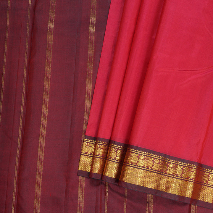 Hayagrivas Red Kanjivaram Silk Saree with Mandhalir Border - BBD559G1-15