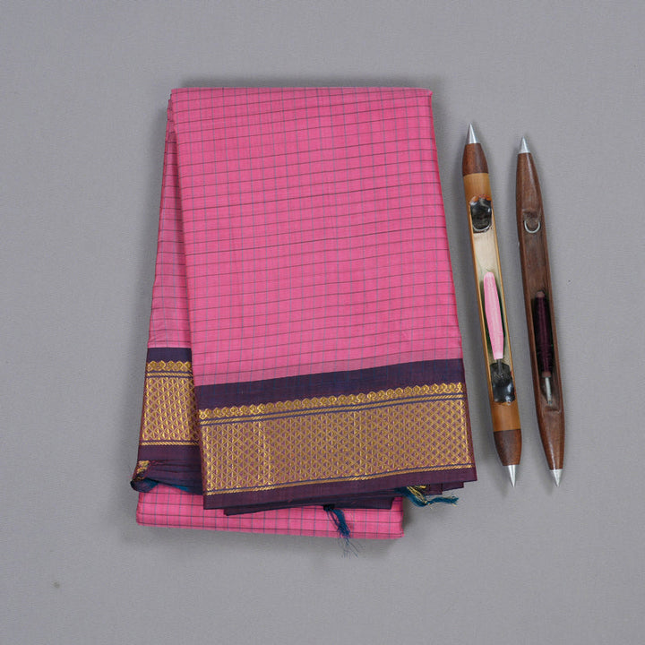 Hayagrivas Rose Pink Kanjivaram Silk Saree with Mandhalir Border BBD559G3-5