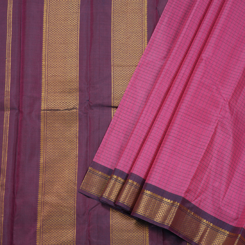 Hayagrivas Rose Pink Kanjivaram Silk Saree with Mandhalir Border BBD559G3-5