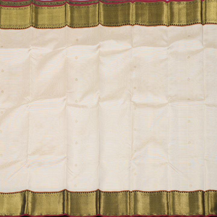 Hayagrivas Sandal with White Handloom Kanjivaram Silk Saree with Black Border BBD563G2-1