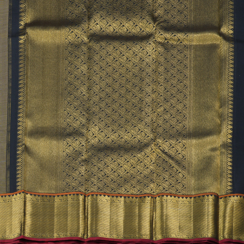 Hayagrivas Sandal with White Handloom Kanjivaram Silk Saree with Black Border BBD563G2-1