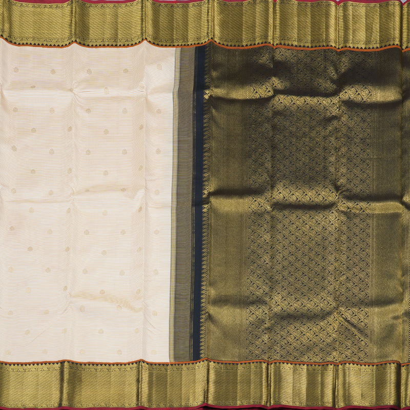 Hayagrivas Sandal with White Handloom Kanjivaram Silk Saree with Black Border BBD563G2-1