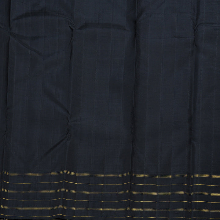 Hayagrivas Grey Embossed Kanjivaram Silk Saree with Black Border - BBD566G4-1