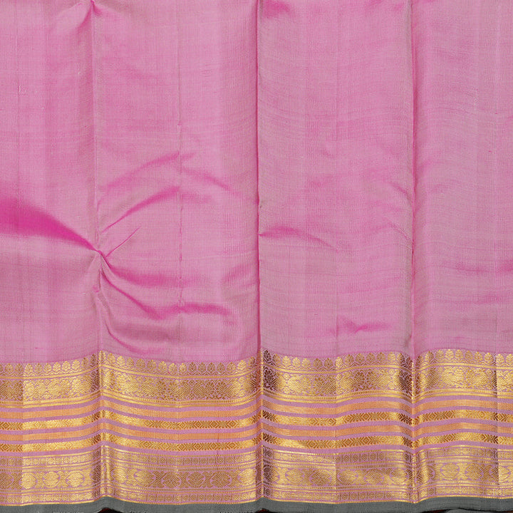 Hayagrivas Half Sandal Kanjivaram Silk Saree with Onion Pink Border BBD567G2-1