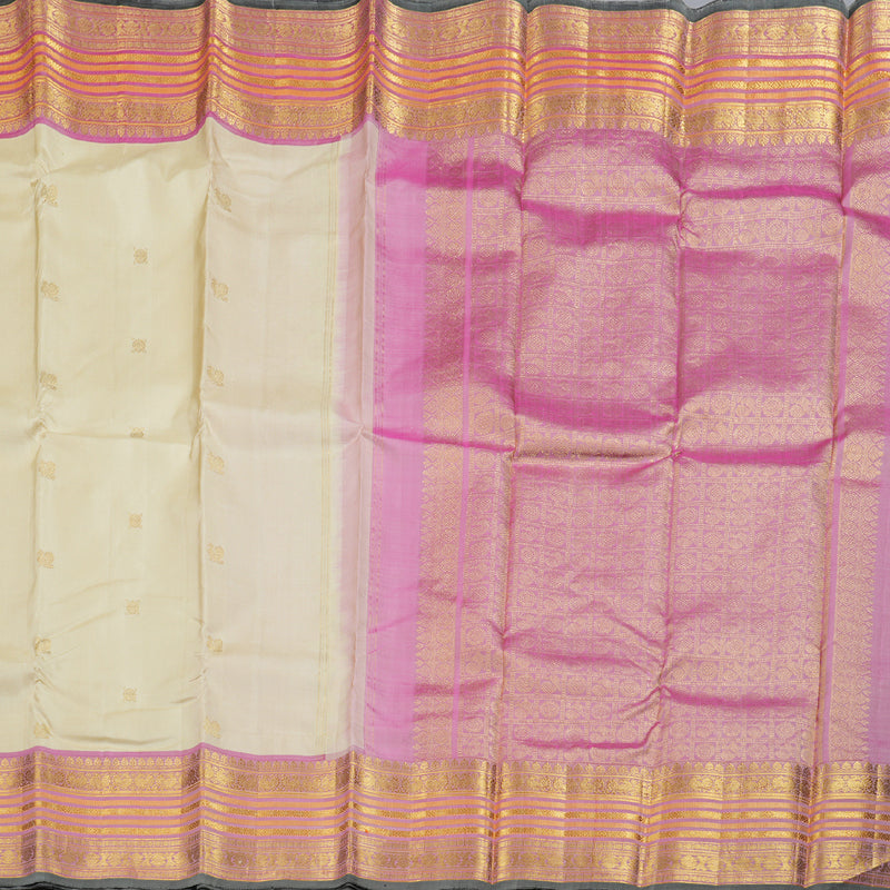 Hayagrivas Half Sandal Kanjivaram Silk Saree with Onion Pink Border BBD567G2-1