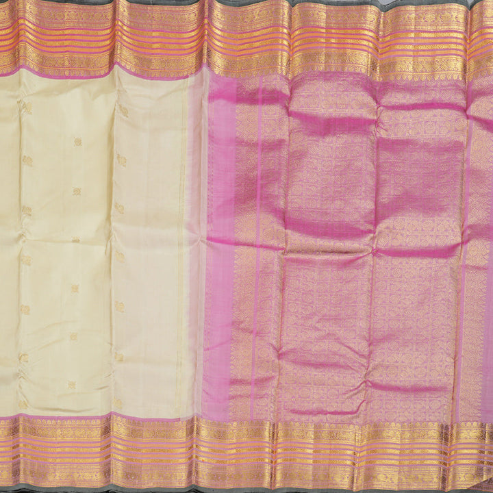 Hayagrivas Half Sandal Kanjivaram Silk Saree with Onion Pink Border BBD567G2-1