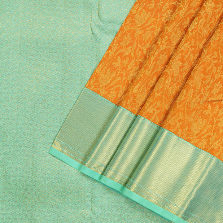 Hayagrivas Handloom  Kanjivaram Silk Saree in Serene Mango Yellow BBD569G1-1