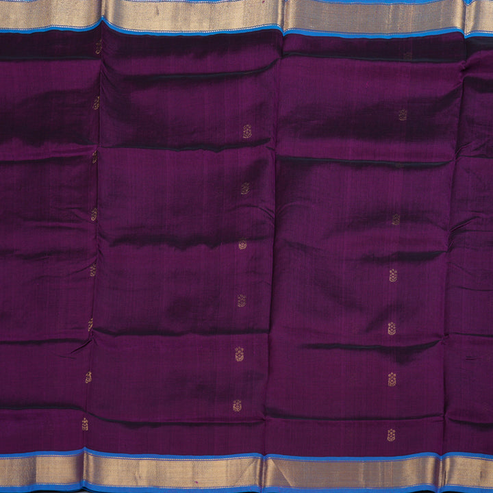 Hayagrivas Purple Body &  Blue border Handloom Silk Cotton Saree BBD56D3-16