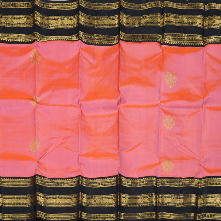 Hayagrivas Peach Pink Kanjivaram Silk Saree with Black Border - BBD570G3-1