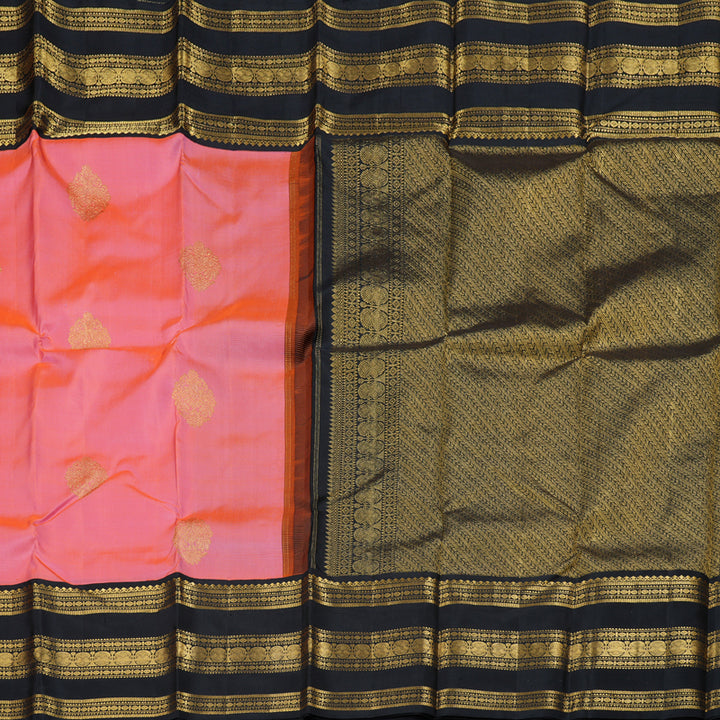 Hayagrivas Peach Pink Kanjivaram Silk Saree with Black Border - BBD570G3-1