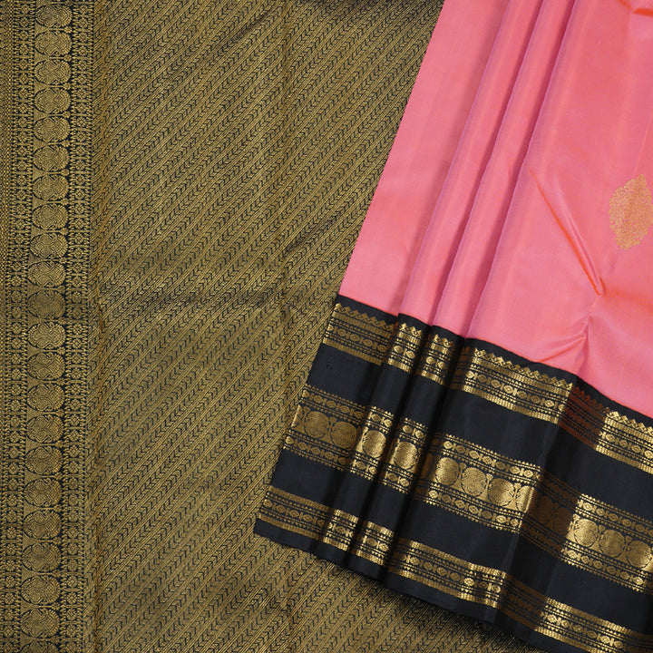 Hayagrivas Peach Pink Kanjivaram Silk Saree with Black Border - BBD570G3-1