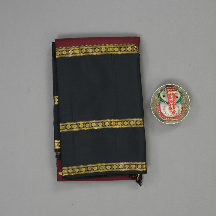 Hayagrivas Handloom Araku Maroon Kanjivaram Silk Saree with Black Border BBD570G8-1