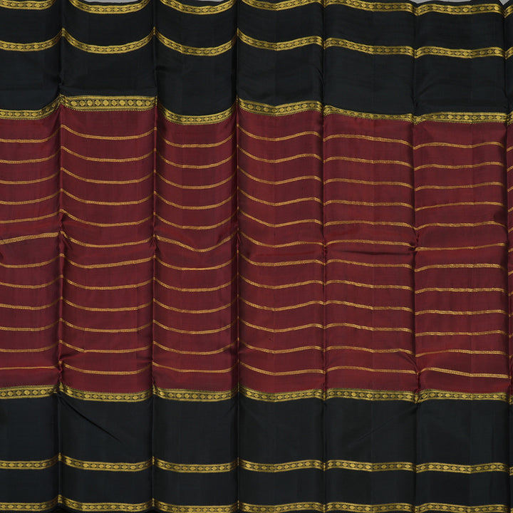 Hayagrivas Handloom Araku Maroon Kanjivaram Silk Saree with Black Border BBD570G8-1