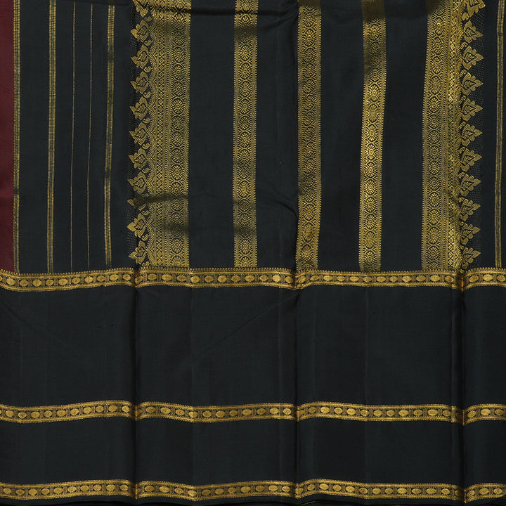 Hayagrivas Handloom Araku Maroon Kanjivaram Silk Saree with Black Border BBD570G8-1