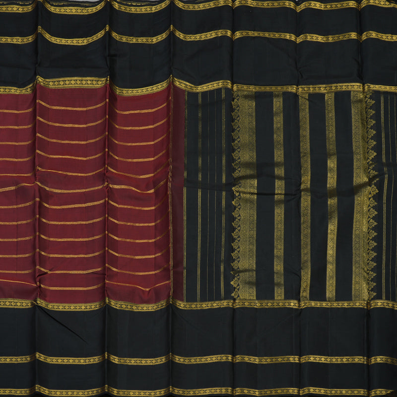 Hayagrivas Handloom Araku Maroon Kanjivaram Silk Saree with Black Border BBD570G8-1
