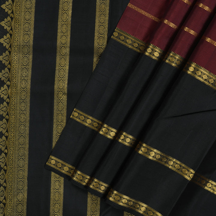 Hayagrivas Handloom Araku Maroon Kanjivaram Silk Saree with Black Border BBD570G8-1