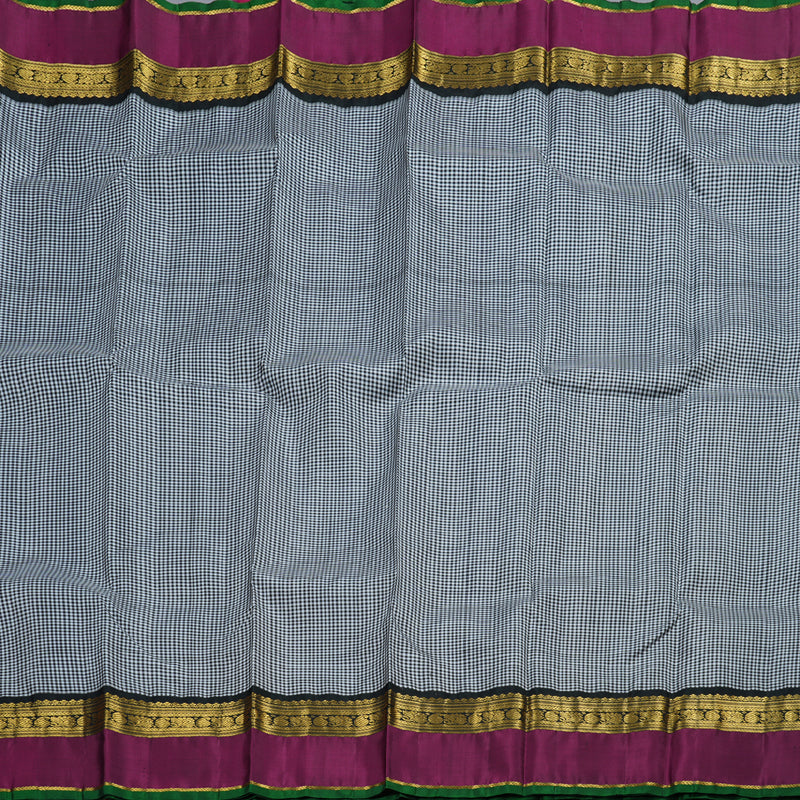 Hayagrivas Black & White Checks Saree BBD578G12-1